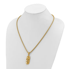 Chisel Stainless Steel Polished and Textured Yellow IP-plated Nugget Dog Tag 22 inch Box Chain NecklaceSRN3130-22