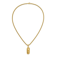 Chisel Stainless Steel Polished and Textured Yellow IP-plated Nugget Dog Tag 22 inch Box Chain NecklaceSRN3130-22