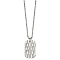 Chisel Stainless Steel Polished Diamond-cut Dog Tag on a 24 inch Cable Chain NecklaceSRN3212-24