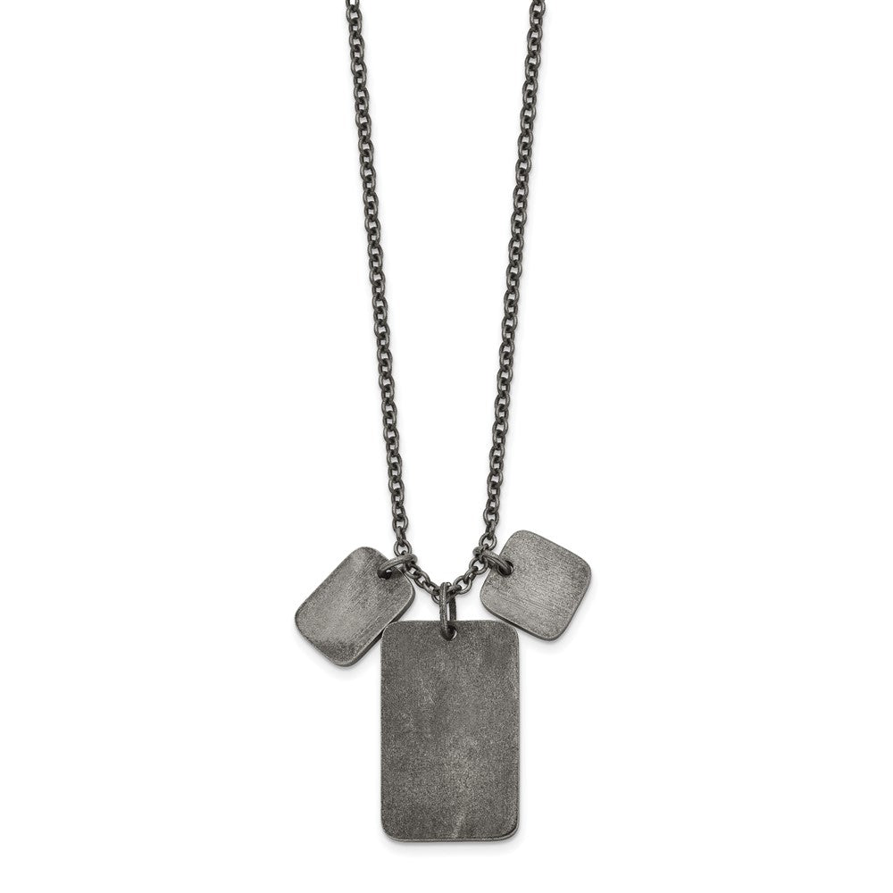 Chisel Stainless Steel Antiqued and Polished Dog Tags on a 27.5 inch Cable Chain NecklaceSRN3214-27.5