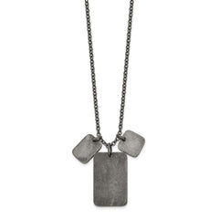 Chisel Stainless Steel Antiqued and Polished Dog Tags on a 27.5 inch Cable Chain NecklaceSRN3214-27.5