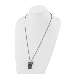 Chisel Stainless Steel Antiqued and Polished Dog Tags on a 27.5 inch Cable Chain NecklaceSRN3214-27.5