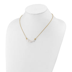 Chisel Stainless Steel Polished Yellow IP-plated White Jade on a 15 inch Plus a 2.75 inch Extension Cable Chain NecklaceSRN3220-15