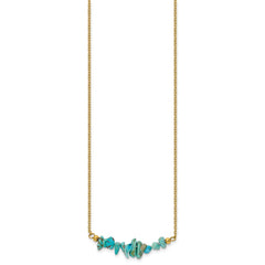 Chisel Stainless Steel Polished Yellow IP-plated Synthetic Blue Turquoise on a 15 inch Plus a 2.75 inch Extension Cable Chain NecklaceSRN3223-15