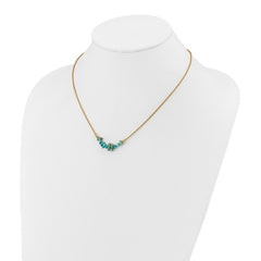 Chisel Stainless Steel Polished Yellow IP-plated Synthetic Blue Turquoise on a 15 inch Plus a 2.75 inch Extension Cable Chain NecklaceSRN3223-15