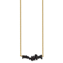 Chisel Stainless Steel Polished Yellow IP-plated Black Agate on a 15 inch Plus a 2.75 inch Extension Cable Chain NecklaceSRN3226-15