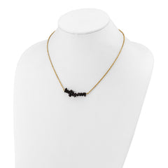Chisel Stainless Steel Polished Yellow IP-plated Black Agate on a 15 inch Plus a 2.75 inch Extension Cable Chain NecklaceSRN3226-15