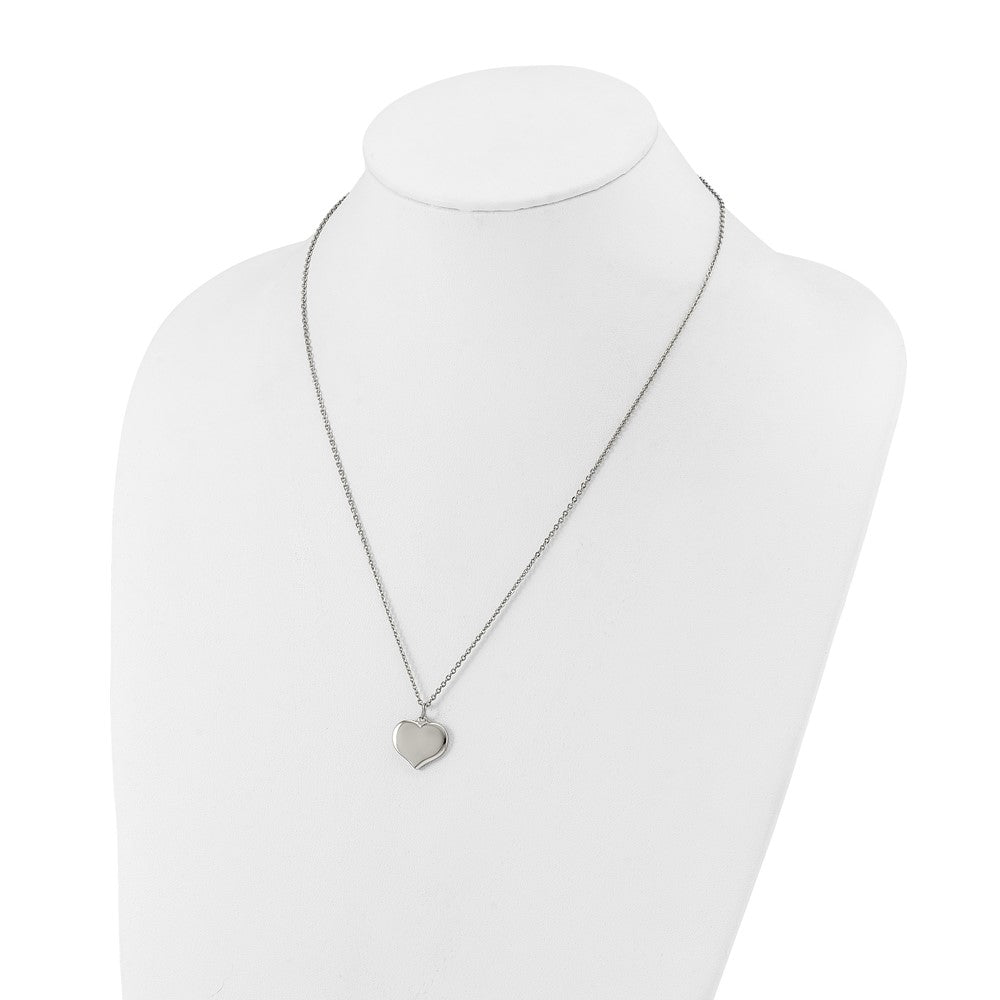 Chisel Stainless Steel Polished Heart Pendant on a 20.5 inch Plus 1 inch Extension Cable Chain NecklaceSRN3229-20.5