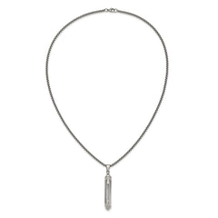 Chisel Stainless Steel Polished Bullet with Clear Vial Pendant on a 22 inch Box Chain NecklaceSRN3238-22