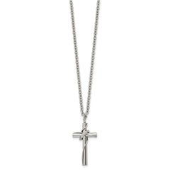 Chisel Stainless Steel Polished Cross with Moving Ring Pendant on an 18 inch Plus a 2 inch Extension Cable Chain NecklaceSRN3241-18
