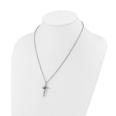 Chisel Stainless Steel Polished Cross with Moving Ring Pendant on an 18 inch Plus a 2 inch Extension Cable Chain NecklaceSRN3241-18