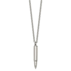 Chisel Stainless Steel Polished Bullet Capsule Pendant on a 20 inch Plus 2 inch Extension Cable Chain NecklaceSRN3242-20