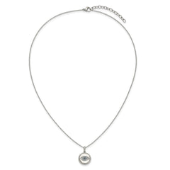 Chisel Stainless Steel Polished with Blue and White CZ Evil Eye Pendant on an 18 inch Plus a 2 inch Extension Cable Chain NecklaceSRN3250-18