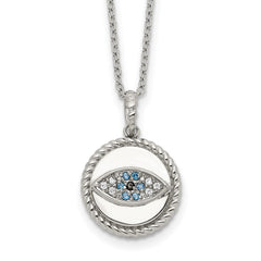 Chisel Stainless Steel Polished with Blue and White CZ Evil Eye Pendant on an 18 inch Plus a 2 inch Extension Cable Chain NecklaceSRN3250-18