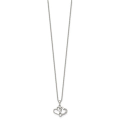 Chisel Stainless Steel Polished CZ Infinity Double Hearts Pendant on an 18 inch Plus a 2 inch Extension Cable Chain NecklaceSRN3255-18