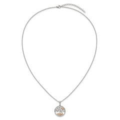Chisel Stainless Steel Polished Rose IP-plated MOM Tree Pendant on a 20 inch Plus a 2 inch Extension Cable Chain NecklaceSRN3260-20