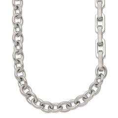 Chisel Stainless Steel Brushed and Polished Half Cable Link and Half Square Link 22 inch NecklaceSRN3264-22