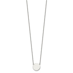 Chisel Stainless Steel Polished Disc on a 16 inch Plus a 2 inch Extension Cable Chain NecklaceSRN3266-16