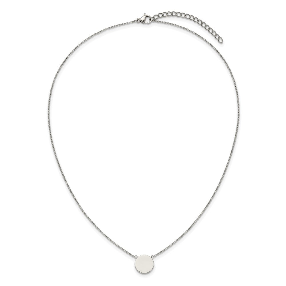 Chisel Stainless Steel Polished Disc on a 16 inch Plus a 2 inch Extension Cable Chain NecklaceSRN3266-16