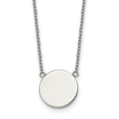Chisel Stainless Steel Polished Disc on a 16 inch Plus a 2 inch Extension Cable Chain NecklaceSRN3266-16