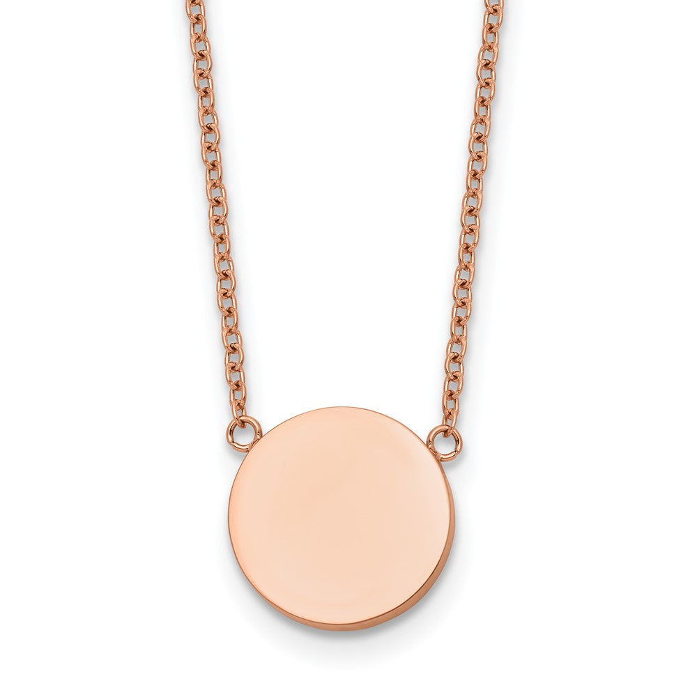 Chisel Stainless Steel Polished Rose IP-plated 1.2mm Disc on a 16 inch Plus a 2 inch Extension Cable Chain NecklaceSRN3268-16