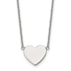 Chisel Stainless Steel Polished Heart on a 16 inch Plus 2 inch Extension Cable Chain NecklaceSRN3269-16