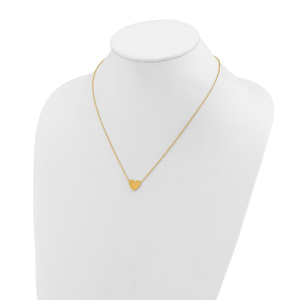 Chisel Stainless Steel Polished Yellow IP-plated Heart on a 16 inch Plus a 2 inch Extension Cable Chain NecklaceSRN3270-16