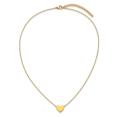 Chisel Stainless Steel Polished Yellow IP-plated Heart on a 16 inch Plus a 2 inch Extension Cable Chain NecklaceSRN3270-16