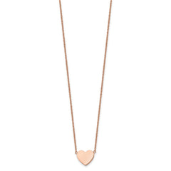 Chisel Stainless Steel Polished Rose IP-plated Heart on a 16 inch Plus a 2 inch Extension Cable Chain NecklaceSRN3271-16