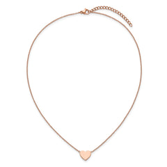 Chisel Stainless Steel Polished Rose IP-plated Heart on a 16 inch Plus a 2 inch Extension Cable Chain NecklaceSRN3271-16