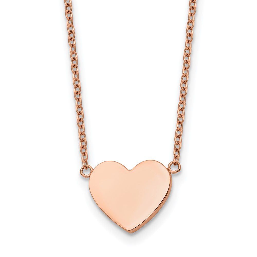 Chisel Stainless Steel Polished Rose IP-plated Heart on a 16 inch Plus a 2 inch Extension Cable Chain NecklaceSRN3271-16