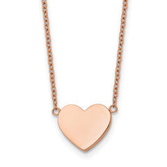 Chisel Stainless Steel Polished Rose IP-plated Heart on a 16 inch Plus a 2 inch Extension Cable Chain NecklaceSRN3271-16