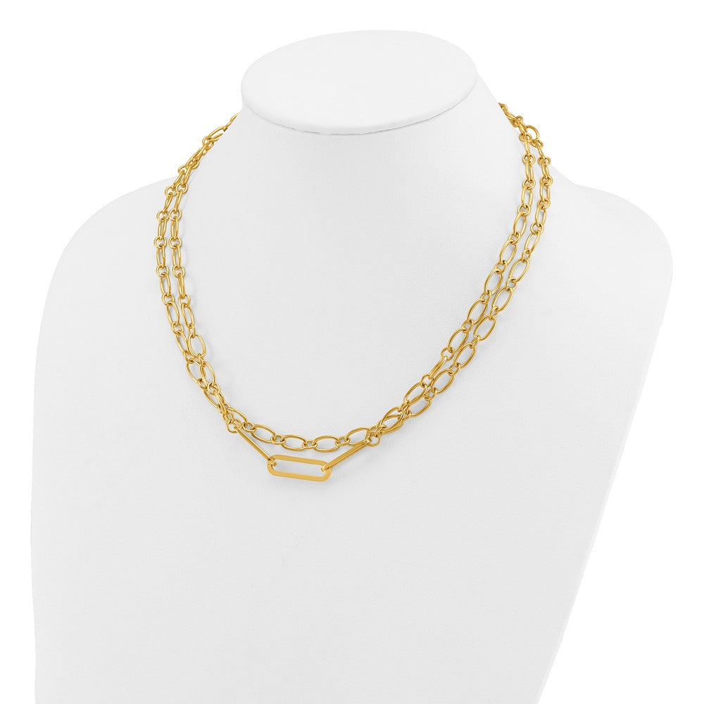 Chisel Stainless Steel Polished Yellow IP-plated Layered 18 inch Plus a 2 inch Extension NecklaceSRN3274-18