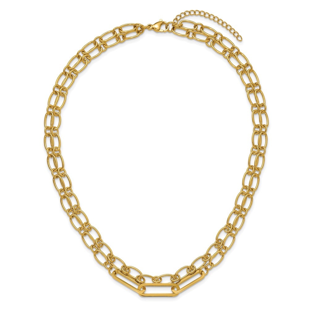 Chisel Stainless Steel Polished Yellow IP-plated Layered 18 inch Plus a 2 inch Extension NecklaceSRN3274-18