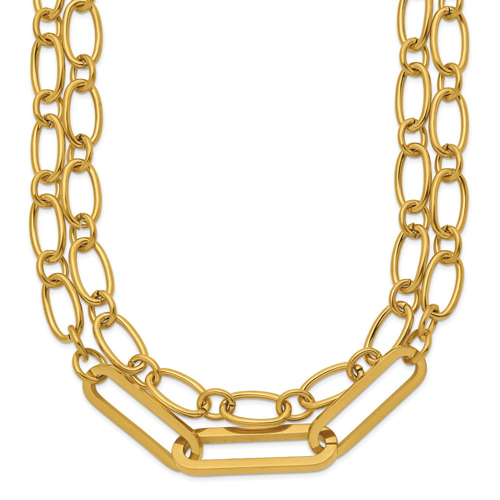 Chisel Stainless Steel Polished Yellow IP-plated Layered 18 inch Plus a 2 inch Extension NecklaceSRN3274-18