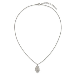 Chisel Stainless Steel Polished and Textured Hamsa Pendant on an 18 inch Plus a 2 inch Extension Cable Chain NecklaceSRN3277-18