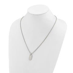 Chisel Stainless Steel Brushed with Polished Edges Dog Tag on a 22 inch Box Chain NecklaceSRN3287-22