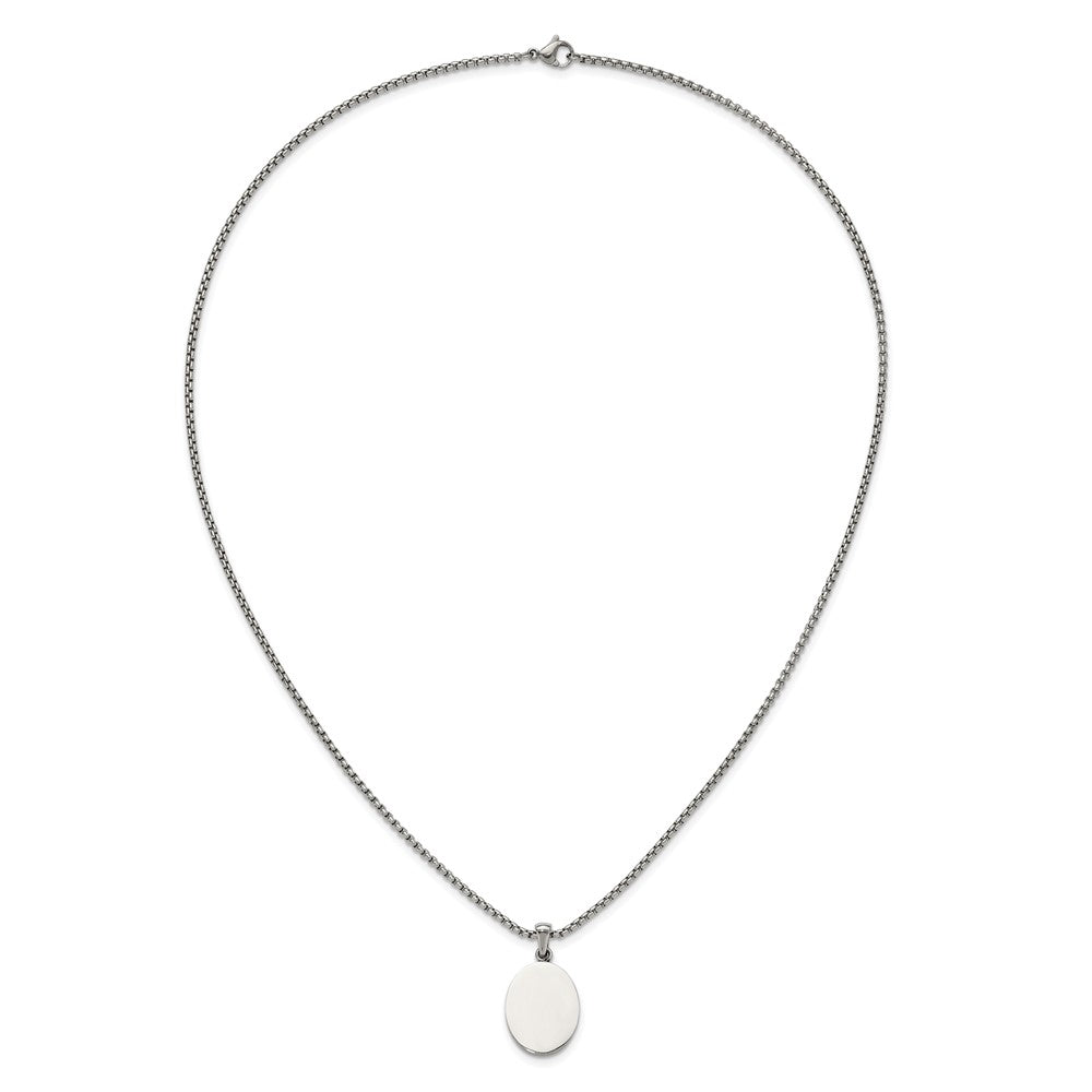 Chisel Stainless Steel Polished Oval Pendant on a 22 inch Box Chain NecklaceSRN3288-22