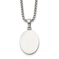 Chisel Stainless Steel Polished Oval Pendant on a 22 inch Box Chain NecklaceSRN3288-22