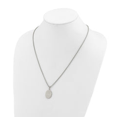 Chisel Stainless Steel Brushed with Polished Edges Oval Pendant on a 22 inch Box Chain NecklaceSRN3289-22