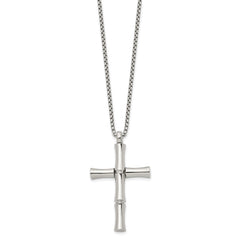 Chisel Stainless Steel Polished Cross Pendant on a 20 inch Box Chain NecklaceSRN3314-20