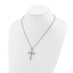 Chisel Stainless Steel Polished Cross Pendant on a 20 inch Box Chain NecklaceSRN3314-20