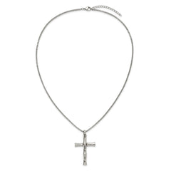Chisel Stainless Steel Polished Cross Pendant on a 20 inch Box Chain NecklaceSRN3314-20