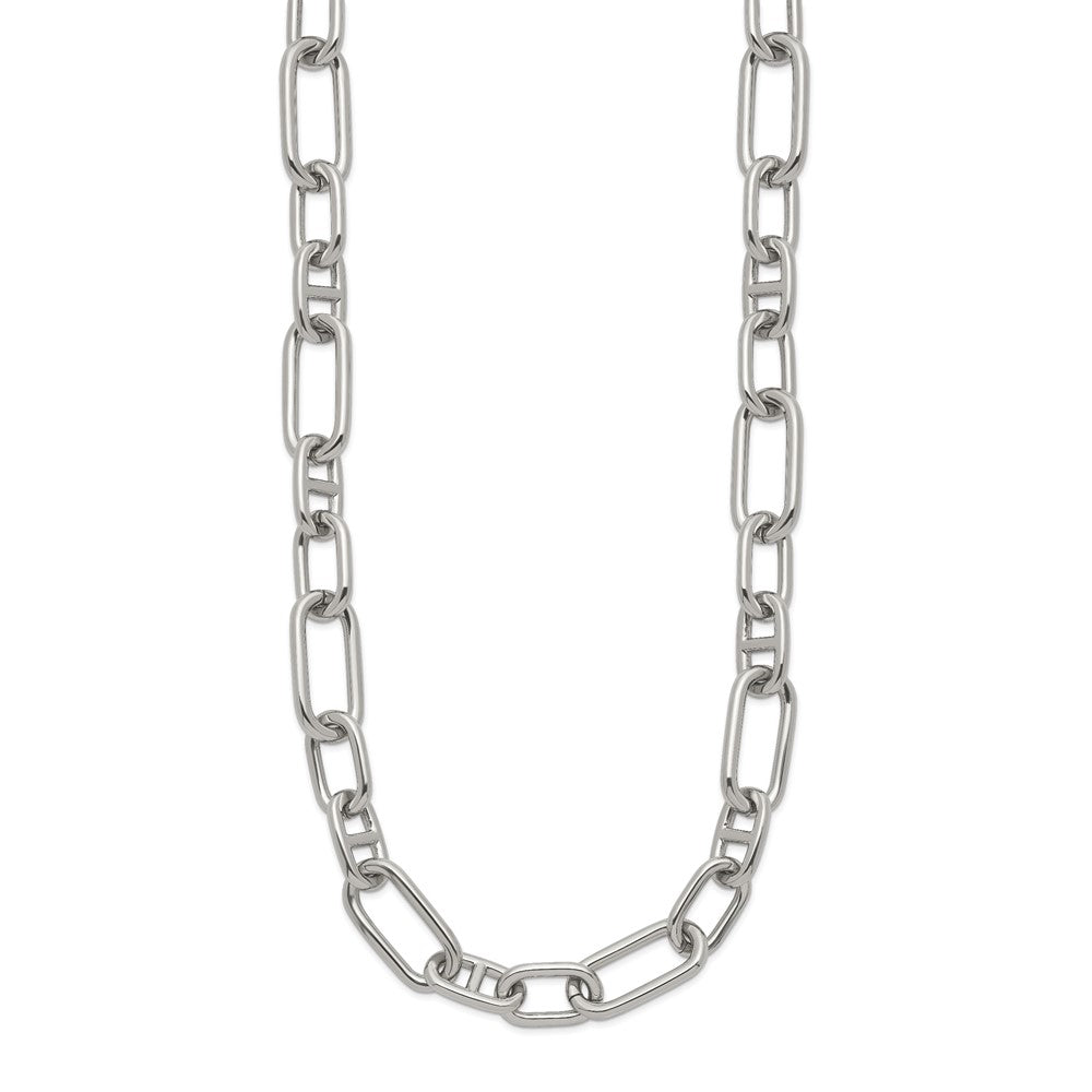 Chisel Stainless Steel Polished 9mm 16 inch Plus 2 inch Extension Open Link NecklaceSRN3336-16