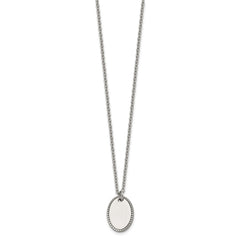 Chisel Stainless Steel Polished Oval Disc on an 18 inch Plus a 2 inch Extension Cable Chain NecklaceSRN3340-18