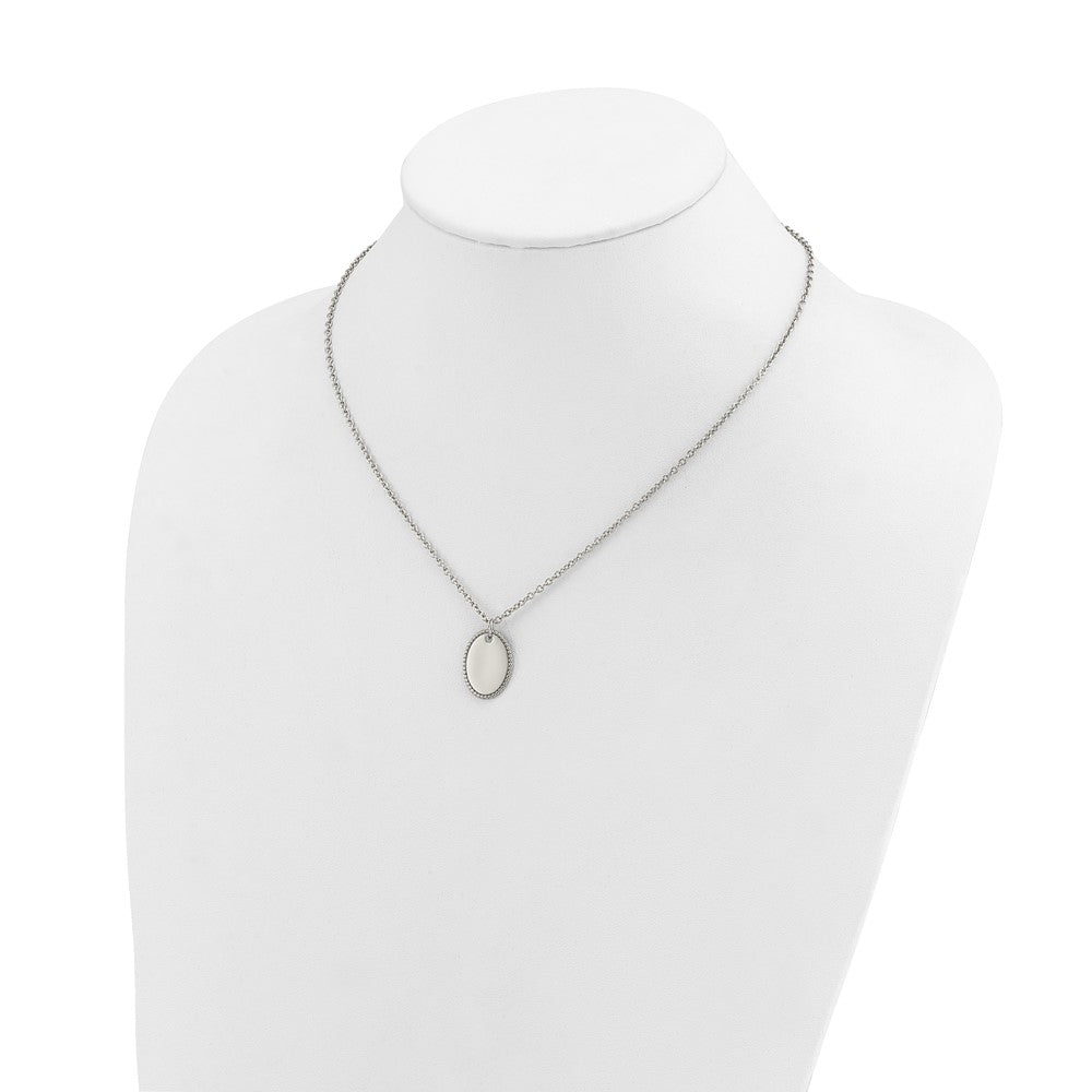 Chisel Stainless Steel Polished Oval Disc on an 18 inch Plus a 2 inch Extension Cable Chain NecklaceSRN3340-18