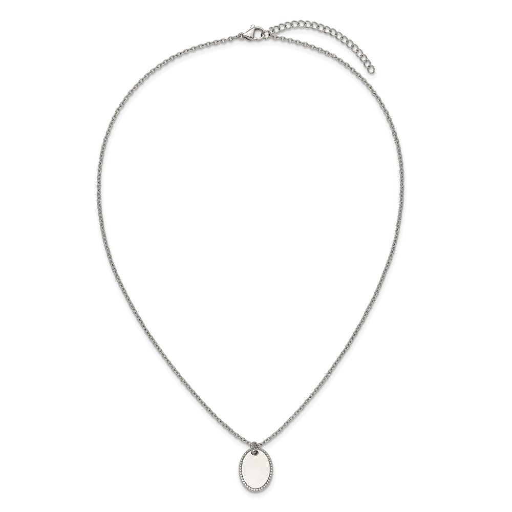Chisel Stainless Steel Polished Oval Disc on an 18 inch Plus a 2 inch Extension Cable Chain NecklaceSRN3340-18