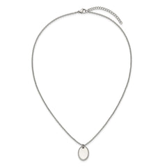 Chisel Stainless Steel Polished Oval Disc on an 18 inch Plus a 2 inch Extension Cable Chain NecklaceSRN3340-18
