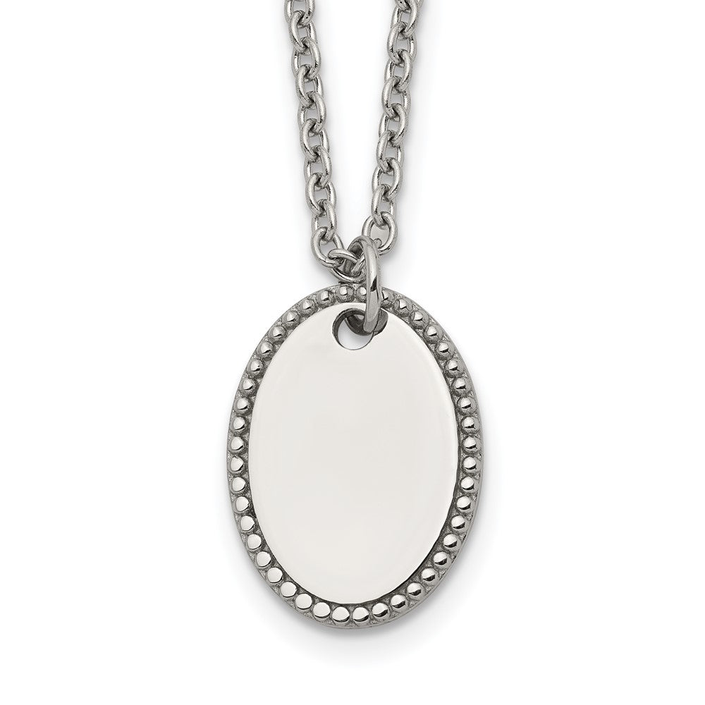 Chisel Stainless Steel Polished Oval Disc on an 18 inch Plus a 2 inch Extension Cable Chain NecklaceSRN3340-18