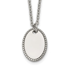 Chisel Stainless Steel Polished Oval Disc on an 18 inch Plus a 2 inch Extension Cable Chain NecklaceSRN3340-18